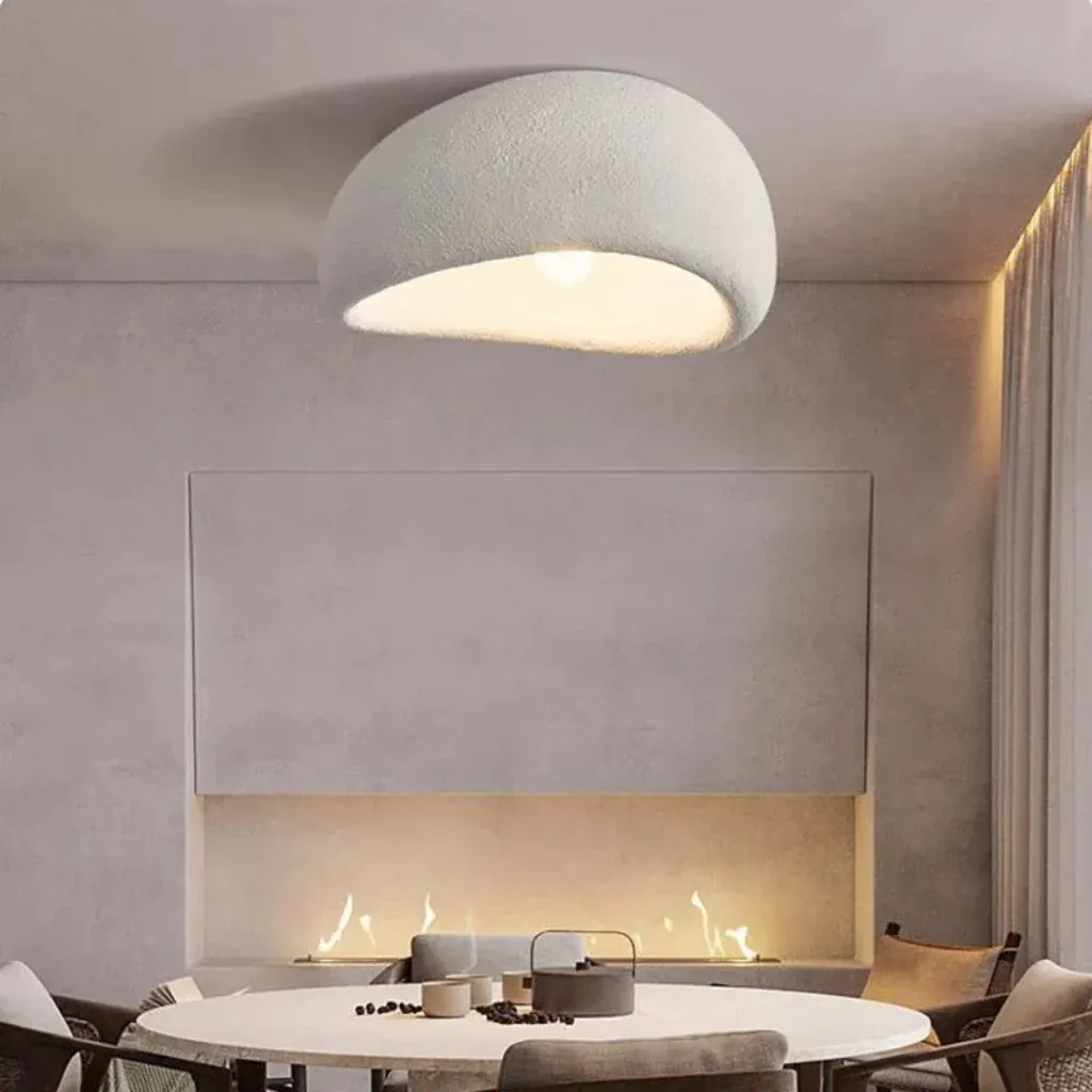 Japandi Resin Flush Mount Ceiling Lamp - Image 3