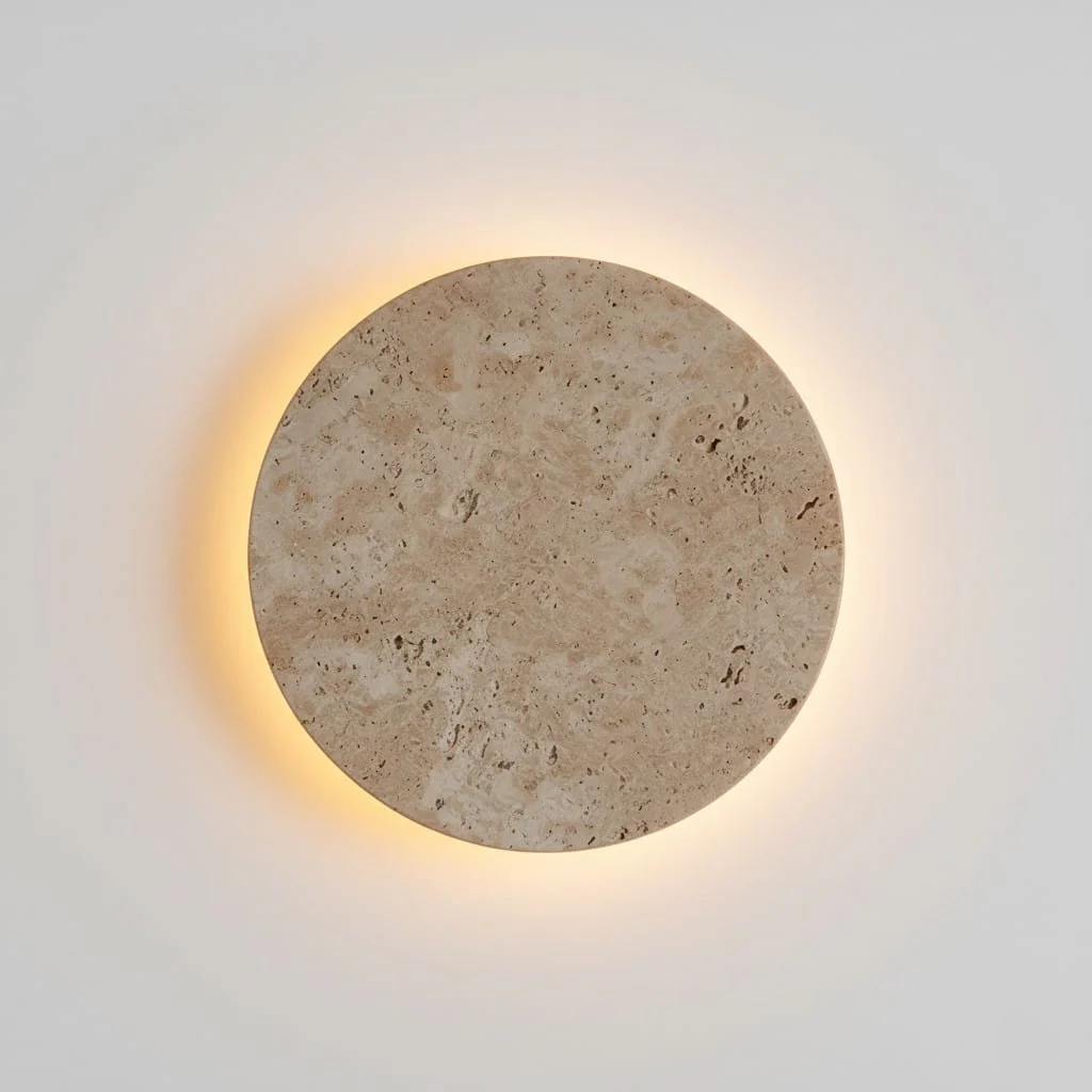 Travertine Stone Round Wall Lamp - Image 2